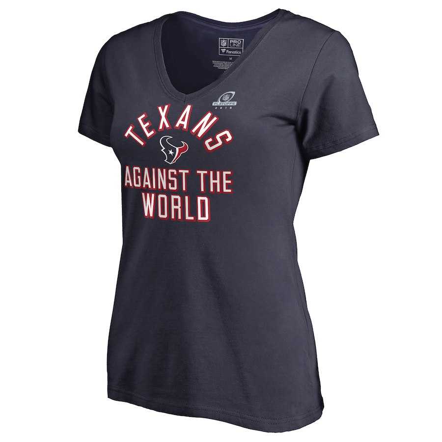 Women Texans Navy 2018 NFL Playoffs Against The World T-Shirt,We sell and wholesale Women Texans Navy 2018 NFL Playoffs Against The World T-Shirt on line form chian!